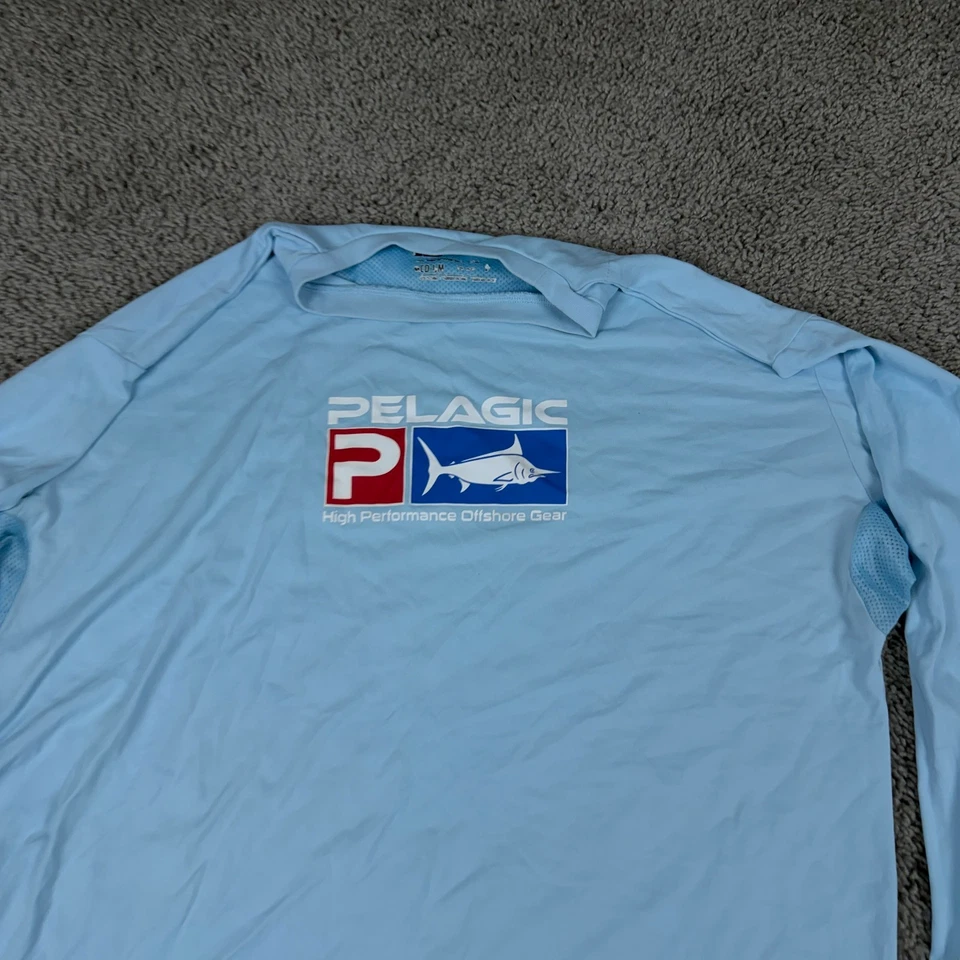 Pelagic Shirt Mens Medium Blue Long Sleeve Fishing Performance Final Sail - Image 3 of 4
