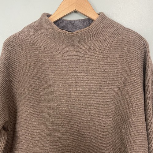 Vince Wasserfallausschnitt Pullover Wolle-Kaschmir-Mischung gerippt Übergröße Damen Small braun - Bild 2 von 10