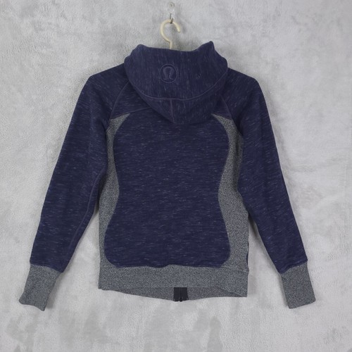 Lululemon Scuba Fleece Hoodie mit durchgehendem Reißverschluss meliert gesprenkelt blau Größe 6