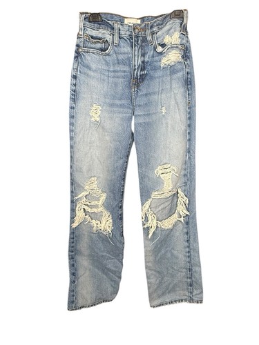 Frame Womens 24x29 Classic Blue Le Jane High Rise Straight Distressed Jean Pants