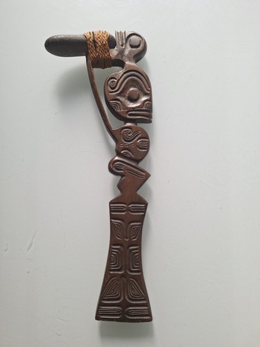 herminette Maohi Bois tiki Sculpture polynésie Iles Du Pacifique, Art Oceanien - Photo 2 sur 10