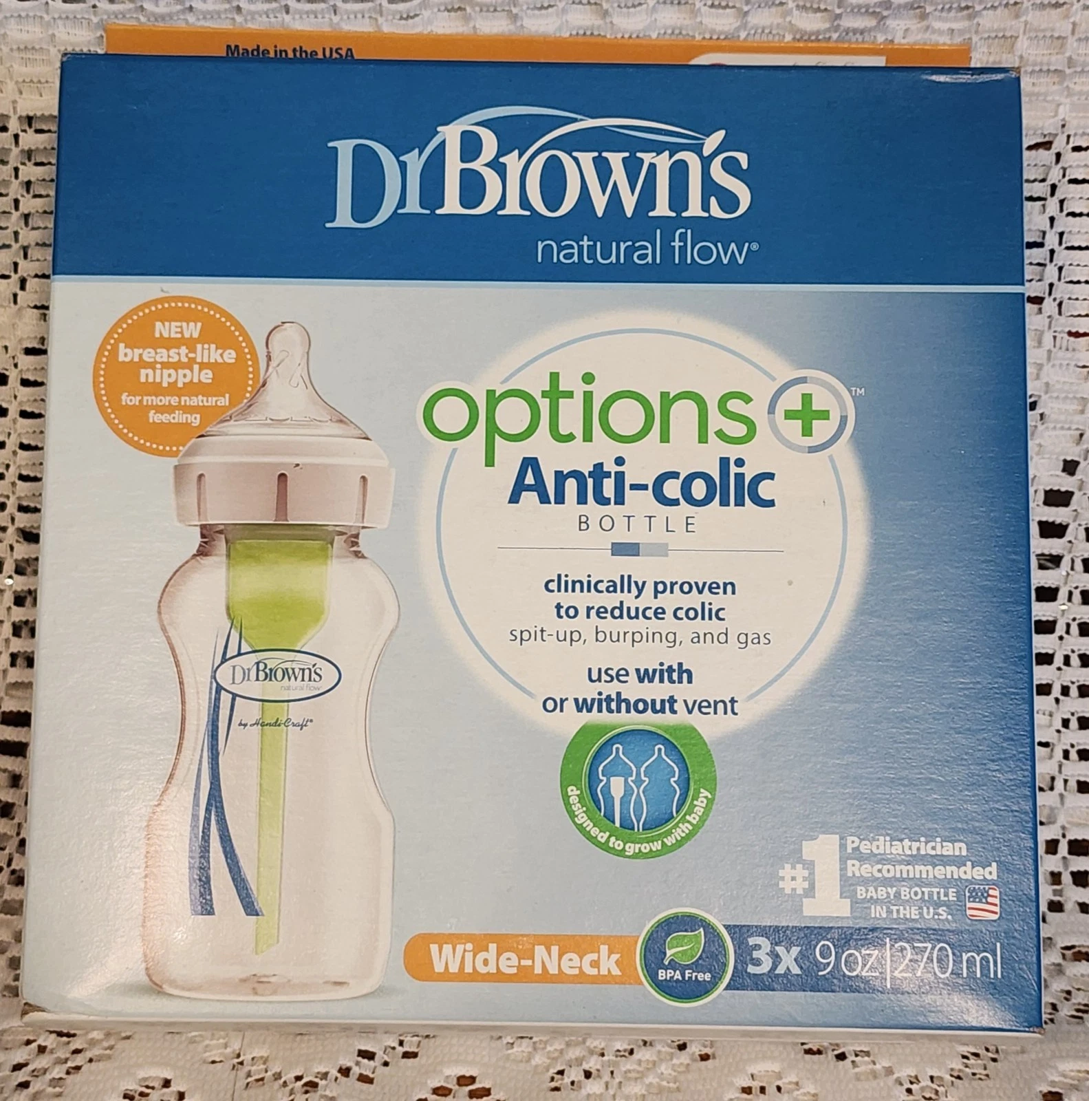18 New Dr. Brown's Options+ Anti-Colic Wide-Neck 9oz Baby Bottles
Opens in a new window or tab