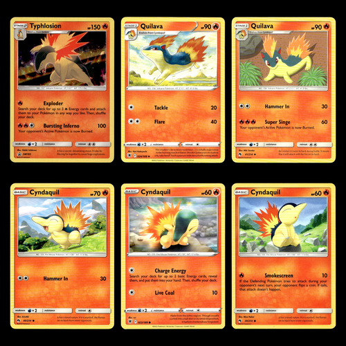 6x Typhlosion Holo Quilava Cyndaquil Lot SM185 Sun Moon Pokemon Cards Set TCG - 第 1/2 張圖片