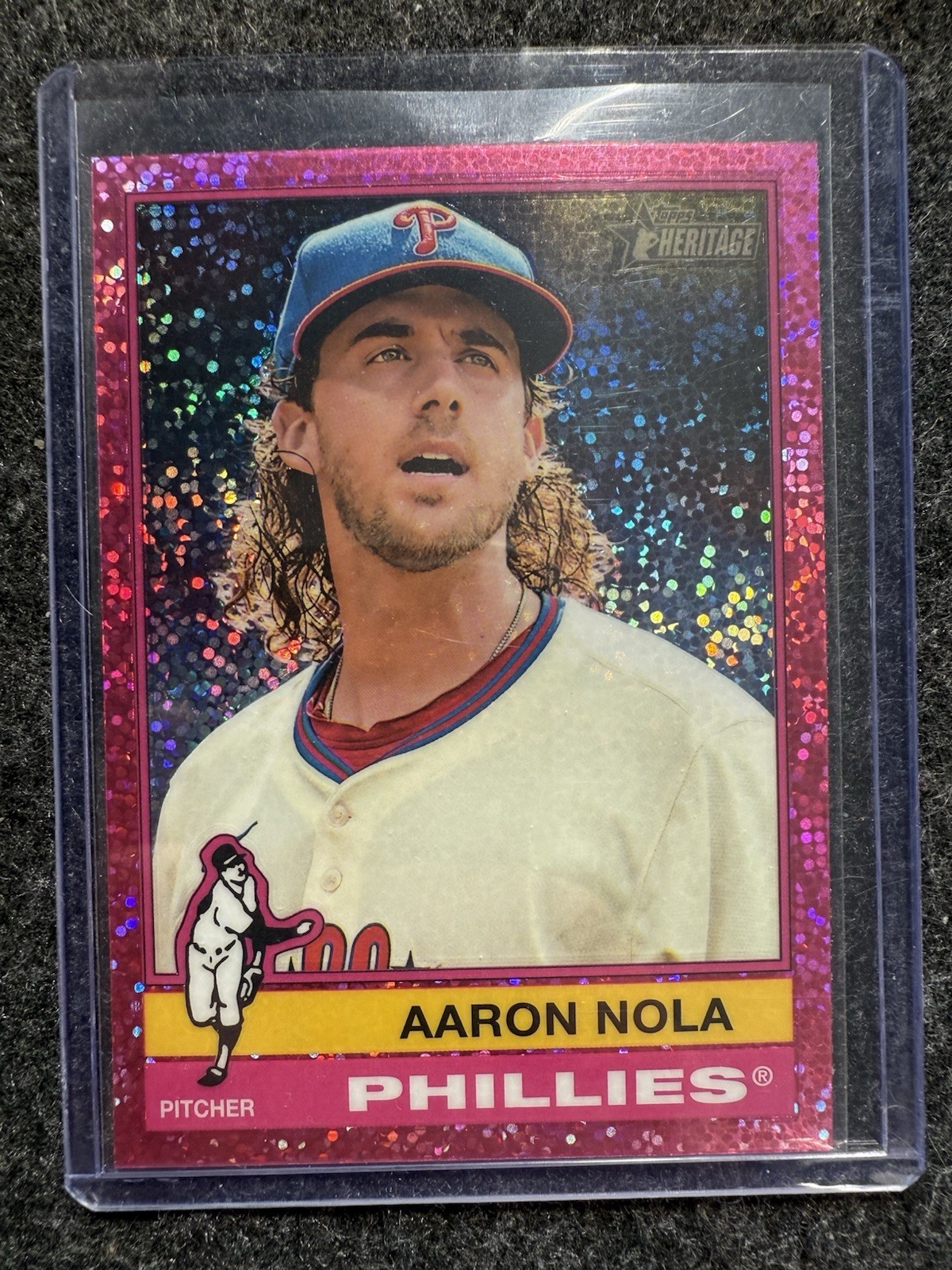 Topps Heritage 2025 Aaron Nola Phillies #186 Pink Sparkle