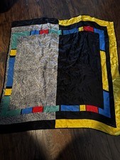 Vintage Silk Elaine Gold Scarf Square Geometric Multicolor