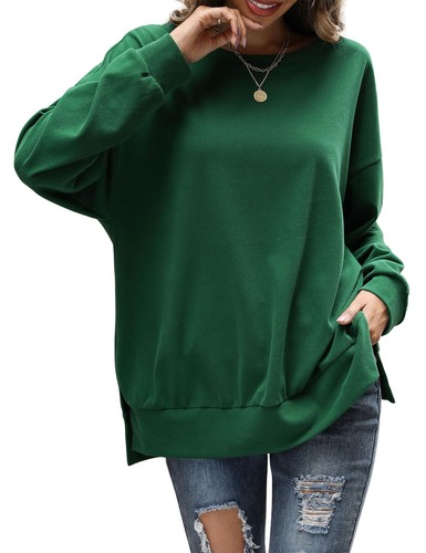 Women's Crewneck Sweatshirt Trendy Loose Long Sleeve Pullover Tunic Tops, Dar...