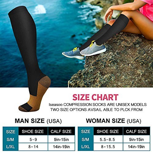 Calze a Compressione in Rame (15-20 mmHg) per Uomo e Donna - Corsa, Escursionismo, - Foto 7 di 7