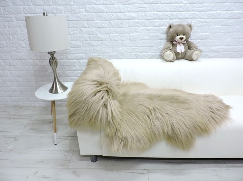 Giant Taupe Icelandic Sheepskin Rug; Soft, Long Wool Fur Throw, Home Decor 372 - Picture 4 of 10