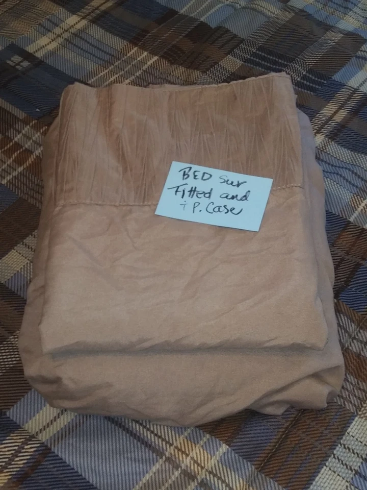 Twin Comforter 被子 64 英寸 x 88 英寸 Woolrich 匹配 Sham 棕色 米色+床单 & PC — 第 3/4 张图片