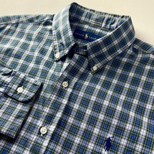 Ralph Lauren Shirt Mens Medium 15.5 Plaid Button Down Long Sleeve Dress Work NEW