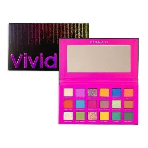 Farmasi Vivid Eyeshadow Pallette 18 Shades Matte, Shimmer & Satin. FREE SHIPPING - Picture 2 of 3