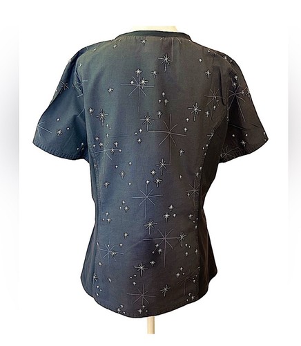 Rare Disney Nightmare before Christmas Halloween scrub top jack Sally pocket M - Picture 2 of 9