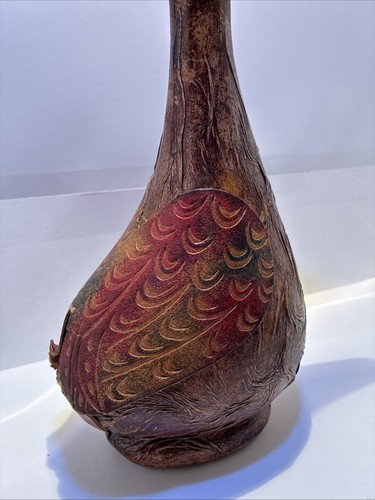 Vintage Hand Tooled Leather Wrapped Duck Decanter/Bottle 12” Missing Tail - Picture 2 of 9