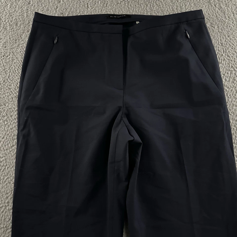 Pantalones para mujer Elie Tahari azules talla 10 tiro alto trabajo profesional poliéster mezcla de lana Foto 2 de 4