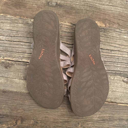 Taos Gray Leather Premier Sandals Open Toe Slides Women’s 9 WORN ONCE $140 - 第 8/10 張圖片