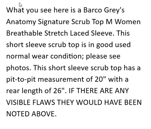 Barco Grey's Anatomy Signature Scrub Top M Women Stretch Nurse Comfort - Picture 2 of 20