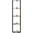 Black Corner Floor Lamp 163.5cm with Dimmable Warm White LED Light & Shelves