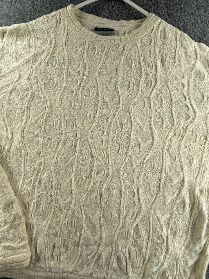 COOGI Australia Sweater 3XL Ivory Pullover Solid Long Sleeve Knit Baggy Cotton - Image 4 of 4
