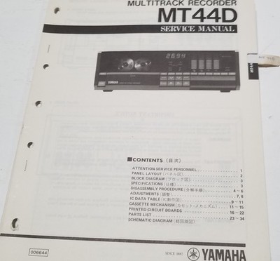 Vintage Yamaha MT44D Multitrack Recorder Service Manual