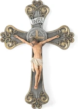 BC Catholic St Benedict Crucifix Wall Cross, Inspirational Jesus Christ Wall Dec