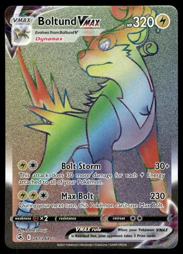 Pokemon Cards Boltund VMAX 267/264 Fusion Strike Rainbow Rare NM