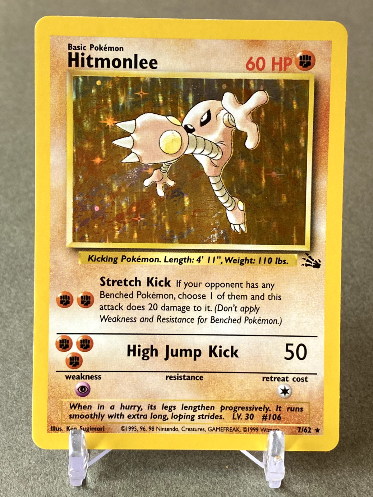 Pokemon Hitmonlee 7/62 Fossil Holo Rare NM
