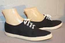 6.5 N AA NOS Vtg 70s Pointed Toe SHOES BLACK FUN SHUS TENNIS SNEAKERS CANVAS