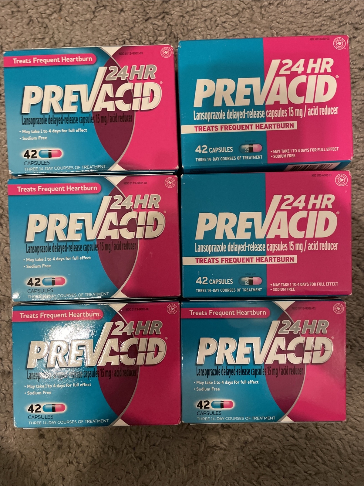 6 Boxes Prevacid 24 HR Lansoprazole Acid Reducer DelayedRelease 15 mg