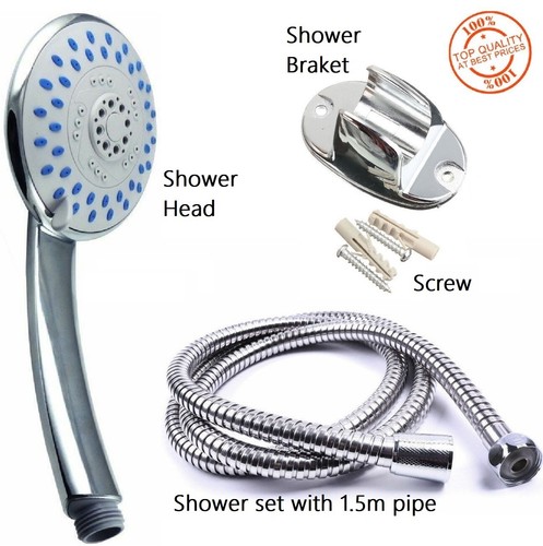 Shower Head And Hose Set Universal Avg. Pressure Chrome Water Saving Bath Mode - Picture 8 of 10