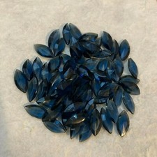 Aj98 Vintage Glass Stones 15x7mm Montana Navette Faceted Unfoiled 60 Aj98 Vintage Glass Stones 15x7mm Montana Navette Faceted Unfoiled 60