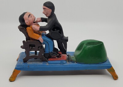 CSAT IRON TOY MECHANICAL COIN BANK TAIWAN REPRODUCTION DENTIST PULLING TEETH
