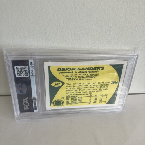1989 Topps Traded Deion Sanders Rookie Karte 30T PSA authentisches Auto - Bild 3 von 3