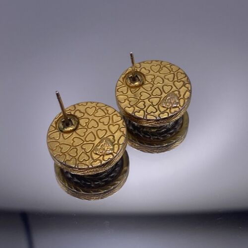 Signed Brighton Two Tone Western Style Flower Motif Gold & Silver Tone Earrings - Picture 11 of 14