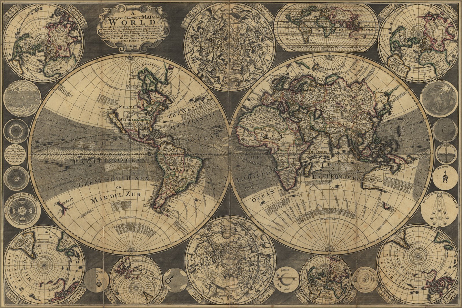 Plakat, Viele Größen; Neu und Korrigieren Weltkarte 1702 Plakat, Viele Größen; Neu und Korrigieren Weltkarte 1702