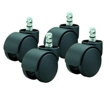 Noiseless Futura Carpet Casters, 7/16" Dia. x 7/8" Long Dual Grip Ring Stem, Set