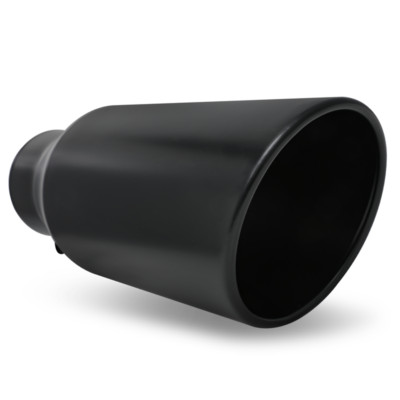15'' Slant Exhaust Pipe 5'' Inlet 7'' Outlet Muffler Digonal Cut Roll Tip,Black