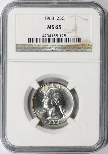 1963 25c Washington Silver Quarter NGC MS65