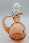 Hand Blown Pinched Dimpled Cruet with Stopper ca 4 3/4" Tall w/o Stopper