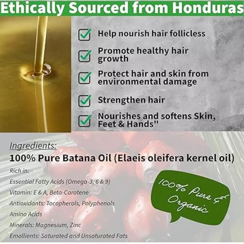 Batana Oil for Hair Growth Dr Sebi Organic Raw from Honduras - 100% Pure 120ml - Picture 6 of 8