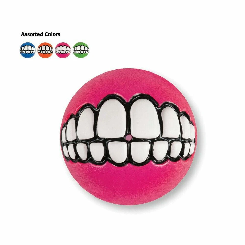 Rogz Ball With Teeth Smile 4 Color Orange Pink Lime Green Blue Gift 4 Pack - Image 3 of 4