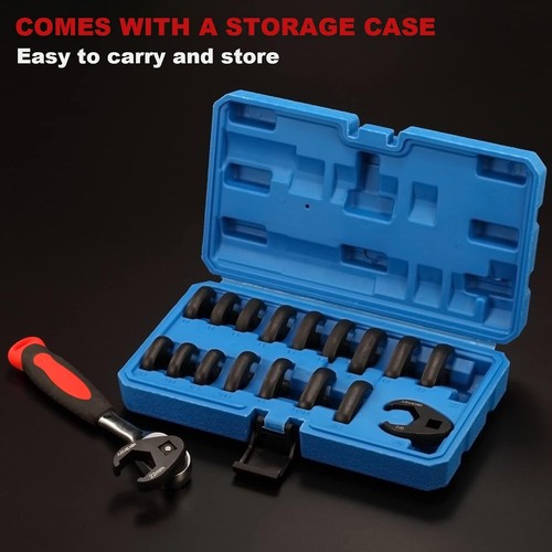3/8" Drive Crowfoot Flare Nut Wrench Set,18-Piece Chrome Vanadium Steel Crows Fo - Picture 7 of 7