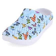 JEFFRICO Clogs for Women Nurse Shoes Garden Shoes For Women Blue Butterfly NEW 