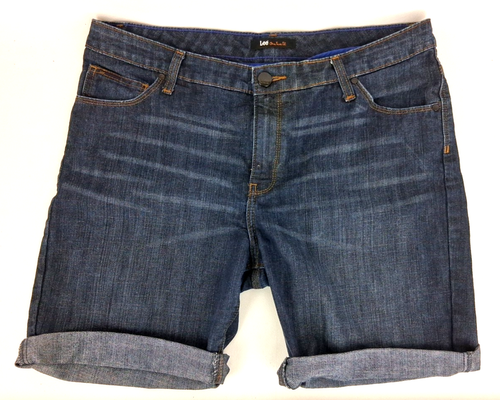 Lee Damen One True Fit dunkle Waschung Stretch Bermuda Shorts Größe 14 Medium - Bild 1 von 4