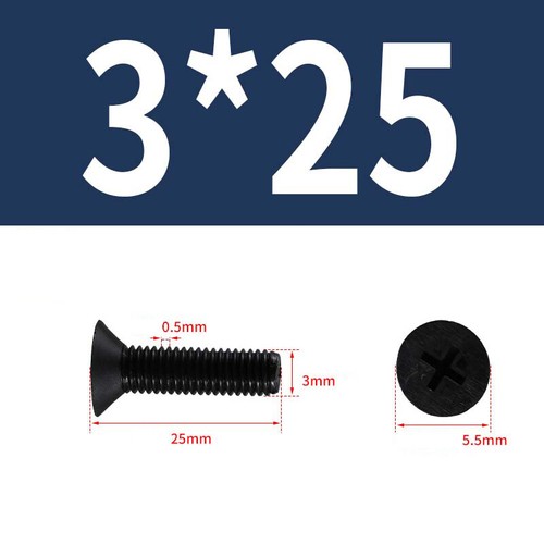 Tornillos de cabeza plana avellanados de nailon pernos Phillips de plástico negro M2 M2,5 M3 M4 ~ M8 - Imagen 20 de 54