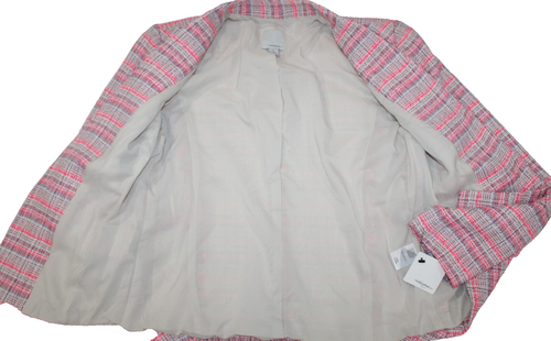 Blazer alogeno multicolore rosa tweed nuovo con etichetta aperto davanti estivo primavera taglia small - Foto 2 di 8