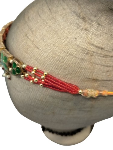 A Hair Jewelry Headpiece Hairband Rhinestone Bollywood Red Green Pearl Headband - Picture 6 of 10