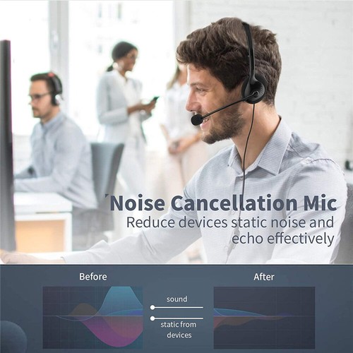 USB Headset Computer Laptop Headphone W/ Noise Canceling Microphone Call Center - Picture 4 of 15