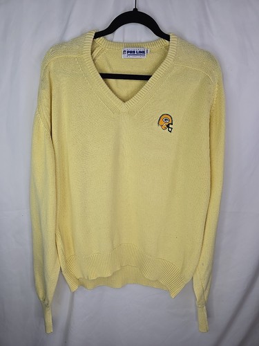 Vintage Green Bay Packers NFL Football V Neck Sweater Men’s XXL Yellow By Antigua - Bild 3 von 22