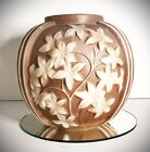 New ListingScarce Antique 1930 Art Deco Sculpted Art Glass Pearlized Brown Jasmin Vase