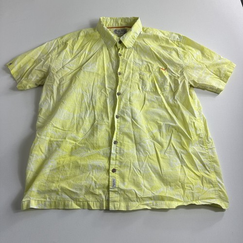 Chemise boutonnée Salt Life Camp jaune imprimé poisson manches courtes imprimé hawaïen 2XL